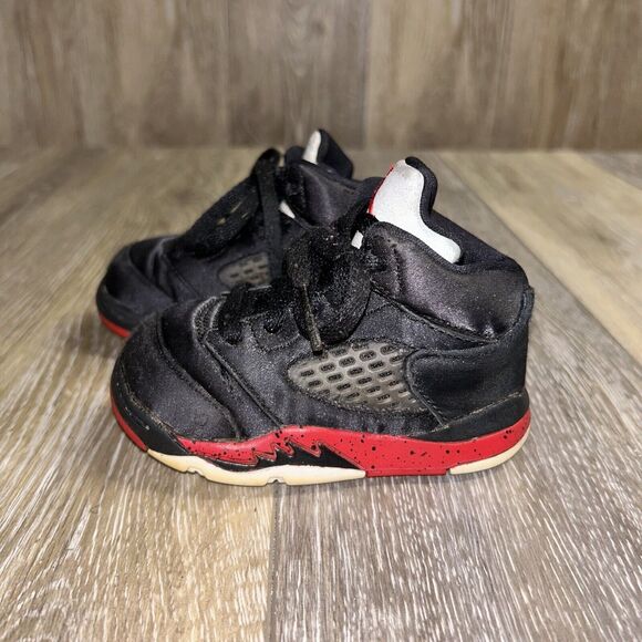 Nike Air Jordan 5 V Retro Bred Black Red 440890-008 Toddler Youth Size 5C Shoes - Picture 5 of 11